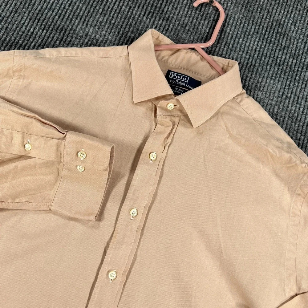 Polo Ralph Lauren Shirt Mens 2XL XXL Peach Long Sleeve Button Up Regent Classic